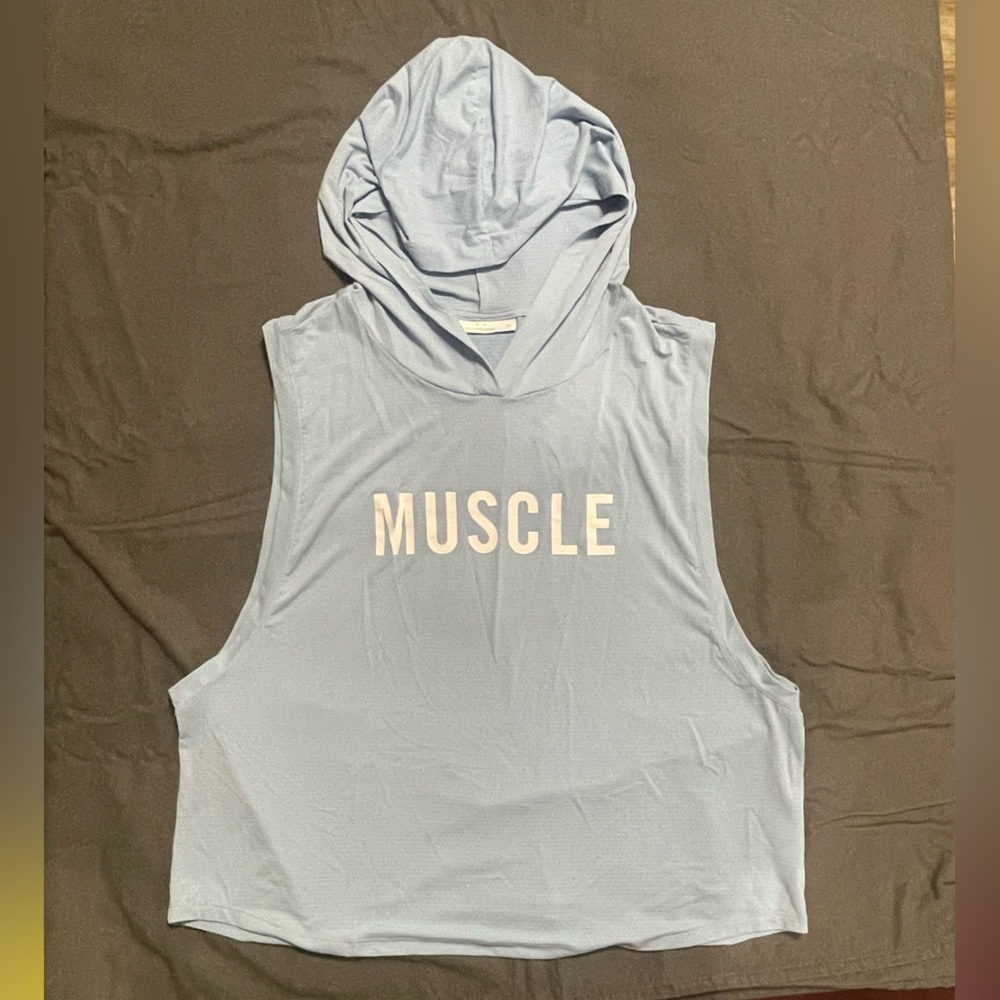 BarBell Box Light Blue Muscle Crop Tank Top
